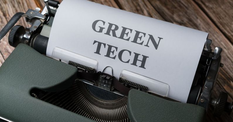 Eco-Friendly Materials - A typewriter with the words green tech on it